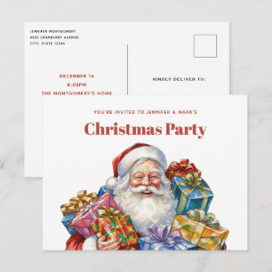 Invitation Carte Postale Joyeux Père Noël Noël Classique de Noël