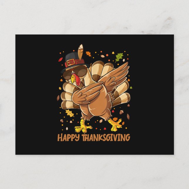 Invitation Carte Postale Joyeux Thanksgiving Dabbing Turkey d'Action de grâ (Devant)