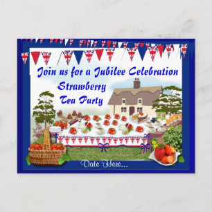 Invitation Carte Postale Jubilee Strawberry Tea Party
