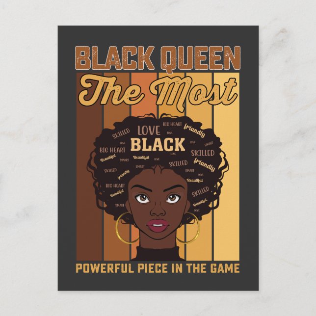 Invitation Carte Postale Junetdix Melanin Black Girl La plus puissante (Devant)