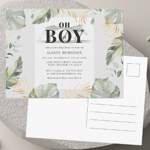 Invitation Carte Postale Jungle Safari Botanique Boy Baby shower Giraffe