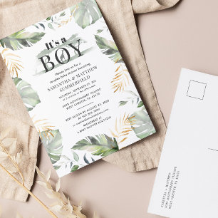 Invitation Carte Postale Jungle Safari Giraffe Couples Baby Boy Douche