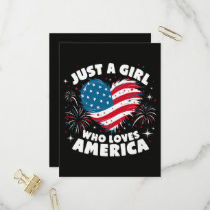 Invitation Carte Postale Juste une fille qui aime l'Amérique Patriotique 4 