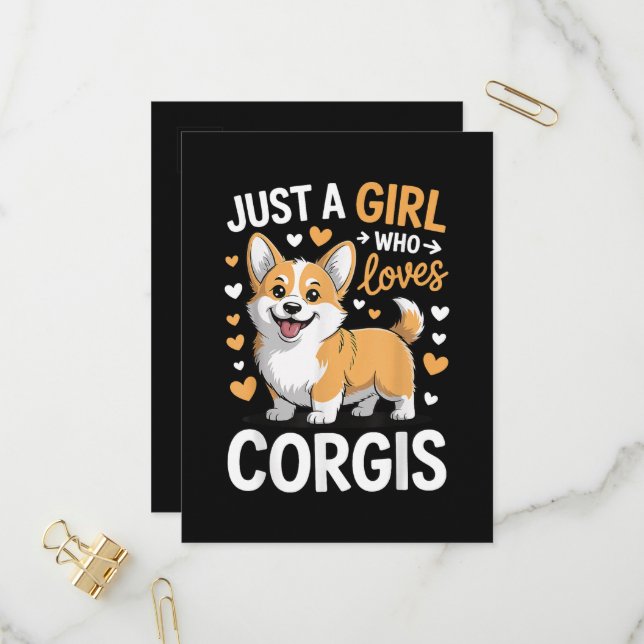 Invitation Carte Postale Juste Une Fille Qui Aime Les Corgis (Devant/Arrière en situation)