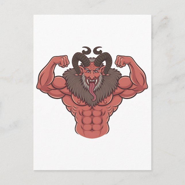 Invitation Carte Postale Krampus épouvantable Noël Flexion des muscles Fitn (Devant)