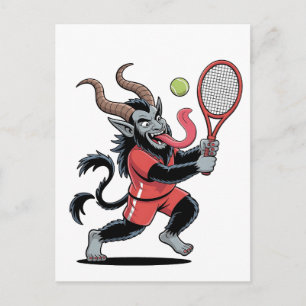 Invitation Carte Postale Krampus Tennis Christmas Court Démon Tennis