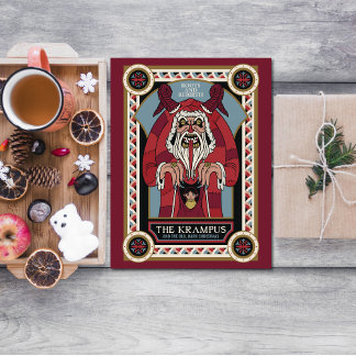 Invitation Carte Postale Krampus Vintage rétro & Ancien, Noël sombre