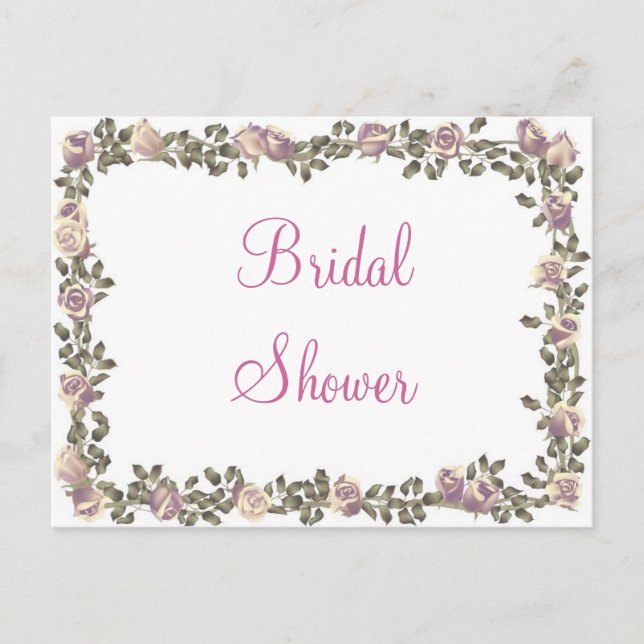 Invitation Carte Postale KRW Floral Bordure personnalisée Douche nuptiale I (Devant)