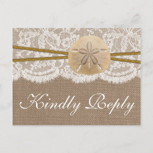 Invitation Carte Postale La Collection de mariage Rustic Sand Dollar RSVP