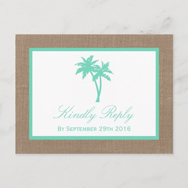 Invitation Carte Postale La collection Tropical Palm Tree Beach Wedding (Devant)