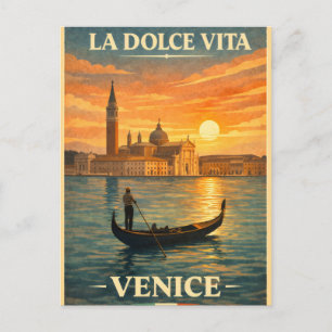 Invitation Carte Postale La Dolce Vita - Affiche de voyage vintage Venise