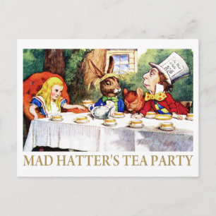INVITATION CARTE POSTALE LA FÊTE DU THÉ DE LA MAD HATTER