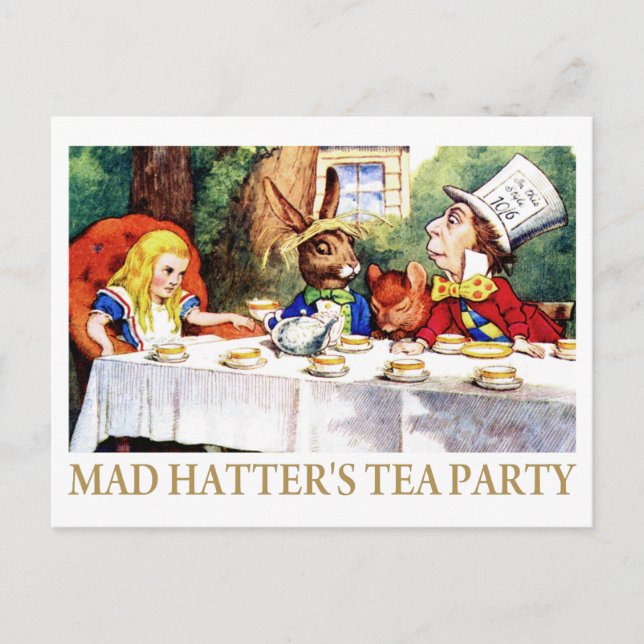 INVITATION CARTE POSTALE LA FÊTE DU THÉ DE LA MAD HATTER (Devant)