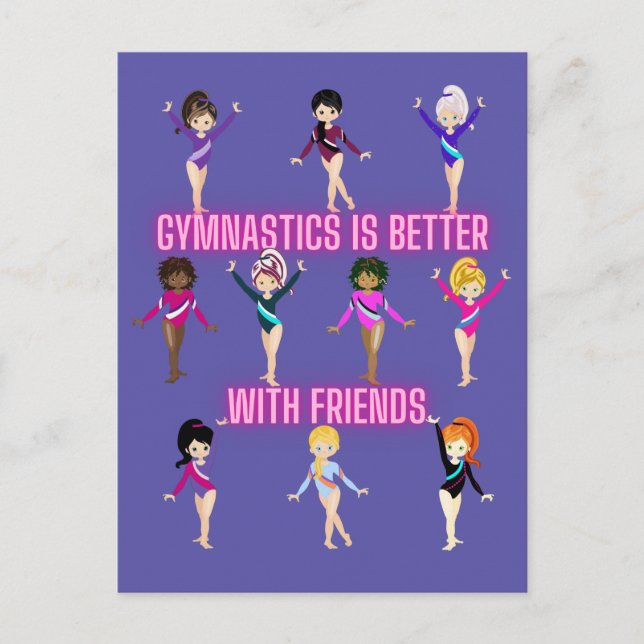 Invitation Carte Postale La Gymnastique Est Mieux Avec Les Amis (Devant)