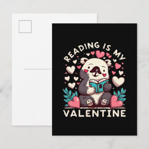 Invitation Carte Postale La lecture est ma Saint-Valentin