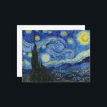 Invitation Carte Postale La nuit étoilée, 1889 par Vincent van Gogh<br><div class="desc">La nuit étoilée,  1889 par Vincent van Gogh. Il représente la vue depuis la fenêtre est de sa chambre d'asile à Saint-Rémy-de-Provence,  juste avant le lever du soleil,  avec l'ajout d'un village imaginaire.</div>