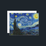 Invitation Carte Postale La nuit étoilée, 1889 par Vincent van Gogh<br><div class="desc">La nuit étoilée,  1889 par Vincent van Gogh. Il représente la vue depuis la fenêtre est de sa chambre d'asile à Saint-Rémy-de-Provence,  juste avant le lever du soleil,  avec l'ajout d'un village imaginaire.</div>