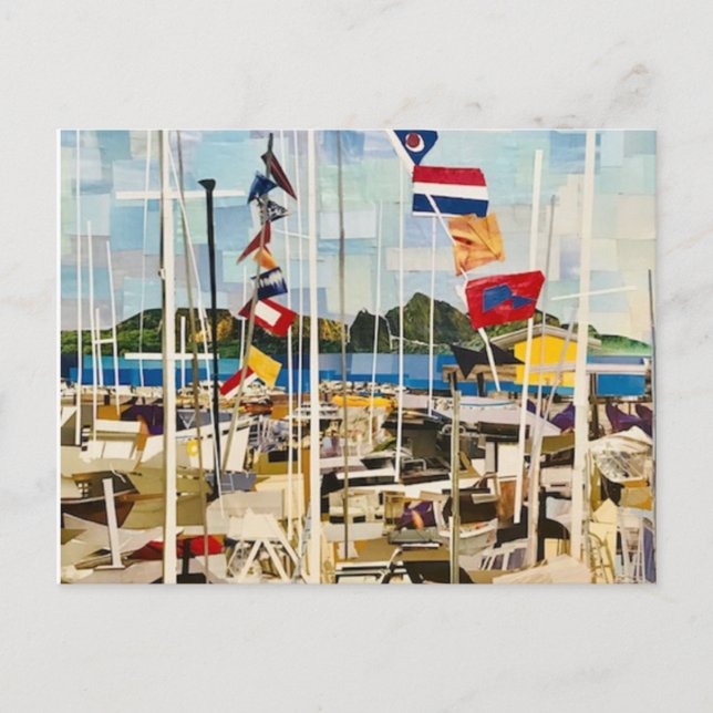 Invitation Carte Postale "La Regatta" En Papier Coupé (Devant)