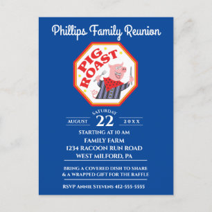 Invitation Carte Postale La Réunion de famille drôle de rôti de porc