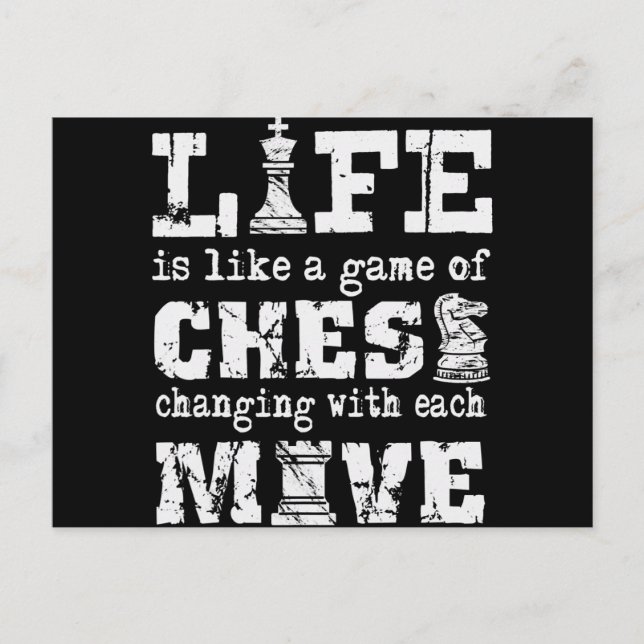 Invitation Carte Postale la vie est comme un jeu d'échecs - changer avec ch (Devant)