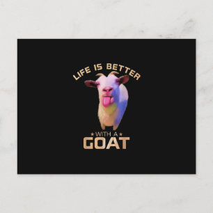Invitation Carte Postale La vie est meilleure avec un cadeau de chèvre