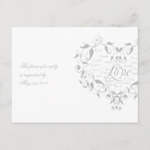 Invitation Carte Postale L'amour dans n'importe quelle langue en argent car