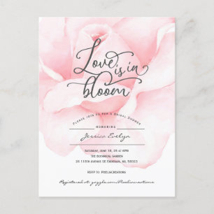 Invitation Carte Postale L'amour est en fleur, simple moderne douche nuptia