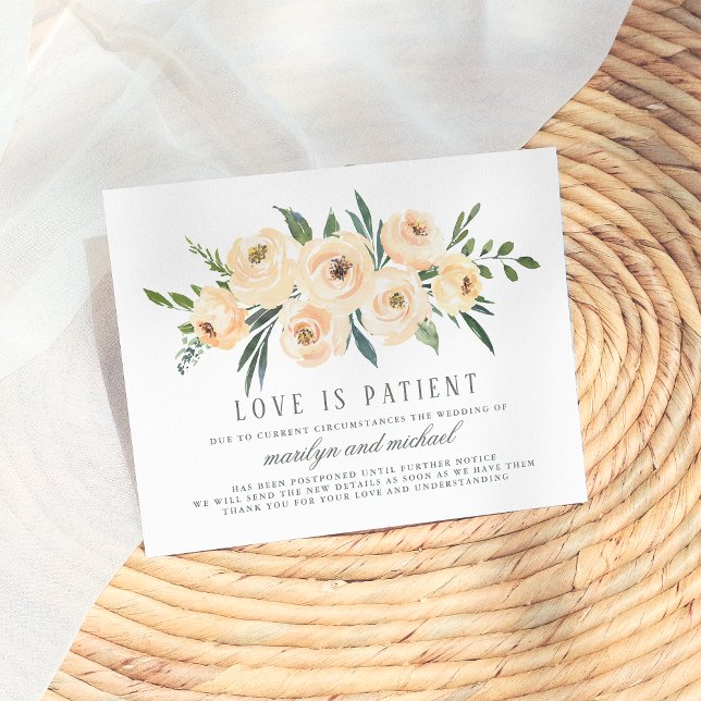 Invitation Carte Postale L'Amour Est Le Patient Mise À Jour Plans Mariage R (Créateur téléchargé)