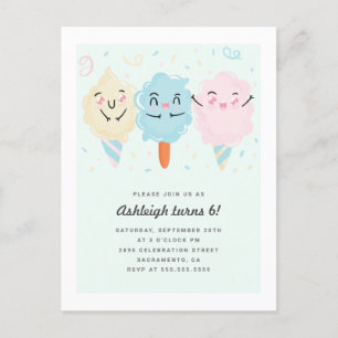 Invitation Carte Postale L'anniversaire de Kawaii de sucre des enfants