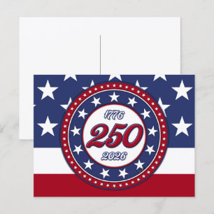 Invitation Carte Postale L'anniversaire des 250 ans de l'Amérique avec le d