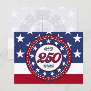 Invitation Carte Postale L'anniversaire des 250 ans de l'Amérique avec le d