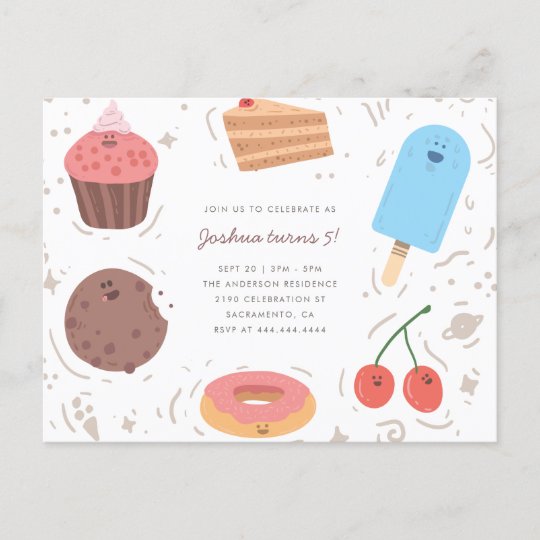 Invitation Carte Postale L Anniversaire Des Enfants De Bonbon A Creme Zazzle Fr