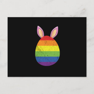Invitation Carte Postale Lapin aux oreilles en forme d'oeuf arc-en-ciel Dra