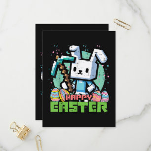 Invitation Carte Postale Lapin de Pâques Pixel Game Joyeux 
