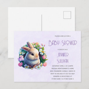 Invitation Carte Postale Lapin de printemps pour Baby Shower