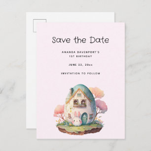 Invitation Carte Postale Lapin lapin rose mignon Kawaii Style Enregistrer l