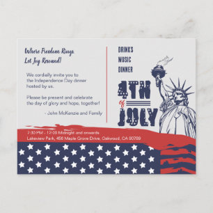 Invitation Carte Postale L'appel de la liberté à célébrer le 4 juillet