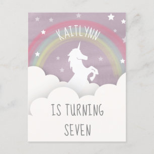 Invitation Carte Postale L'arc-en-ciel de licorne opacifie l'anniversaire