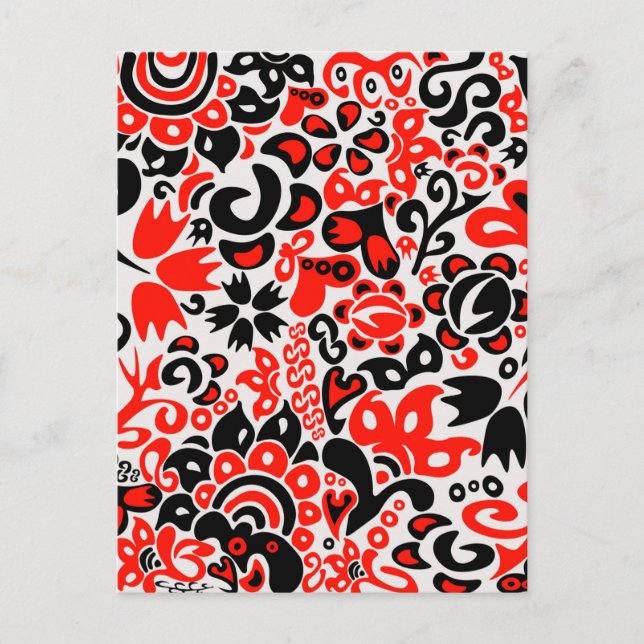 Invitation Carte Postale L'art populaire ukrainien motif floral abstact (Devant)