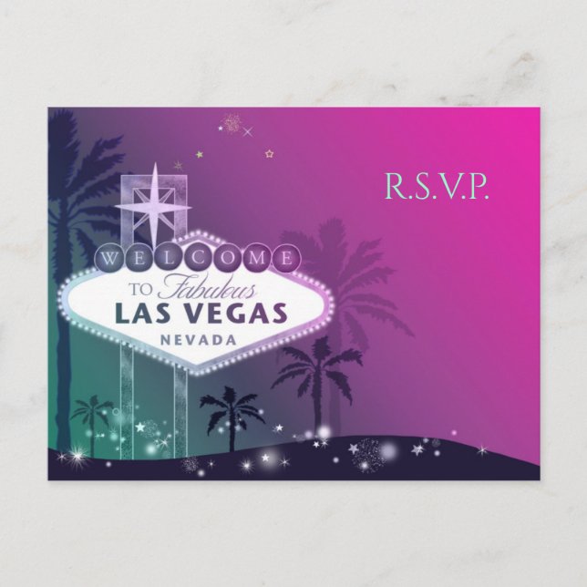 Invitation Carte Postale Las Vegas rose glamour Mariage RSVP (Devant)