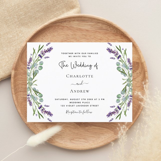 Invitation Carte Postale Lavande violet florales verdure luxe mariage (Créateur téléchargé)