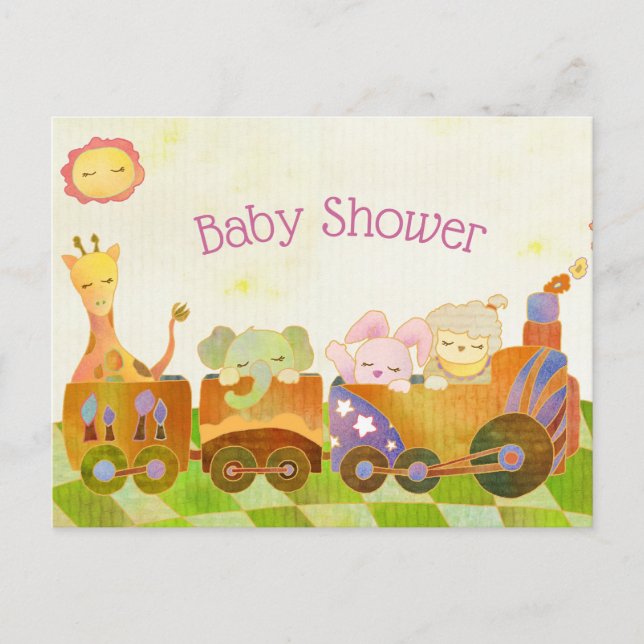 Invitation Carte Postale Le Baby shower des petits animaux (Devant)