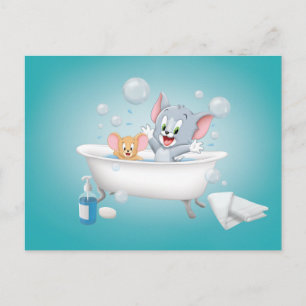Invitation Carte Postale Le bébé Tom et Jerry prenant un bain