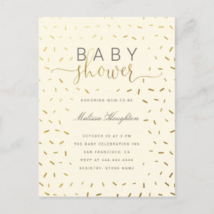 Invitation Carte Postale Le beige et l'or arrosent le baby shower de neutre