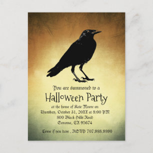 Invitation Carte Postale Le Corbeau gothique Jamais Plus D'Halloween