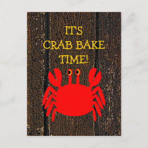 Invitation Carte Postale Le crabe font cuire au four !