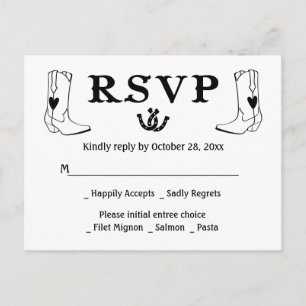 Invitation Carte Postale Le Mariage campagnard RSVP occidental Cowboy Botte