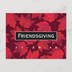 Invitation Carte Postale Le rouge d'automne de dîner de Friendsgiving