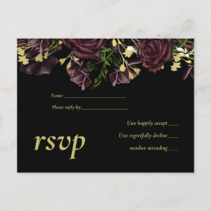 Invitation Carte Postale LeahG BUDGET Dark PLUM Rose Mariage