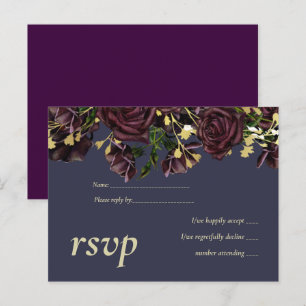 Invitation Carte Postale LeahG BUDGET Roses Sombre PLUM Mariage